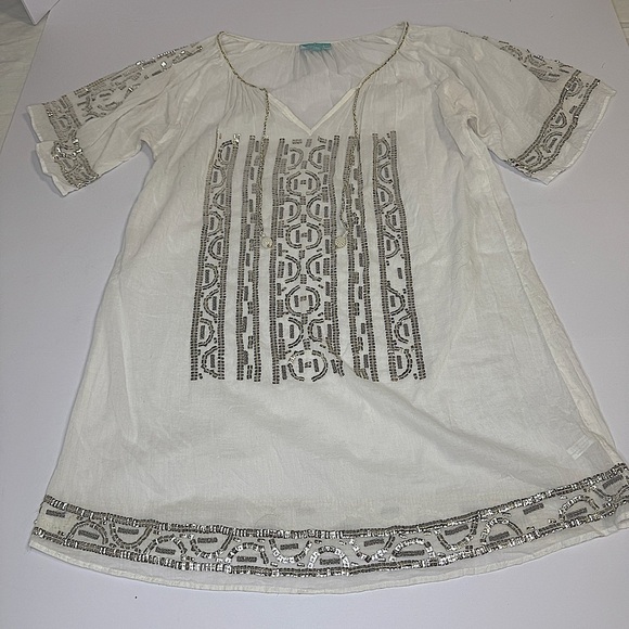 TAJ by Sabrina Crippa Other - TAJ by Sabrina Crippa Tops Taj By Sabrina Embellished Tunic Dress coverup sz M